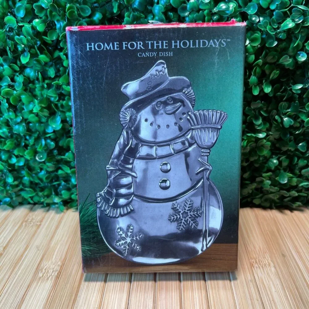 Vintage Home for the Holidays SNOWMAN CANDY DISH Christmas 8 Inch